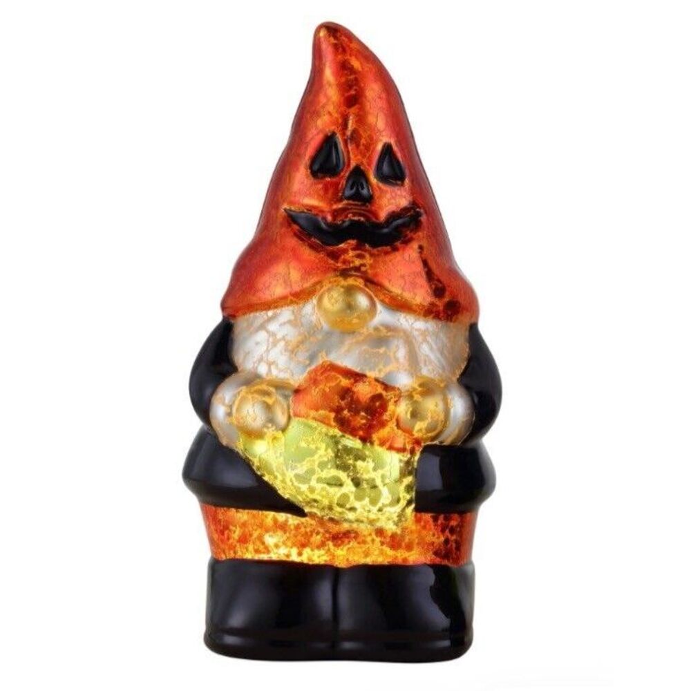 Mr Halloween 6" Mercury Glass Gnome LED‎ Battery Lighted Figurine Decor Vintage